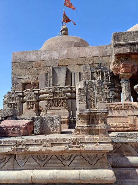 Ancient stone carvings on a historical wall.