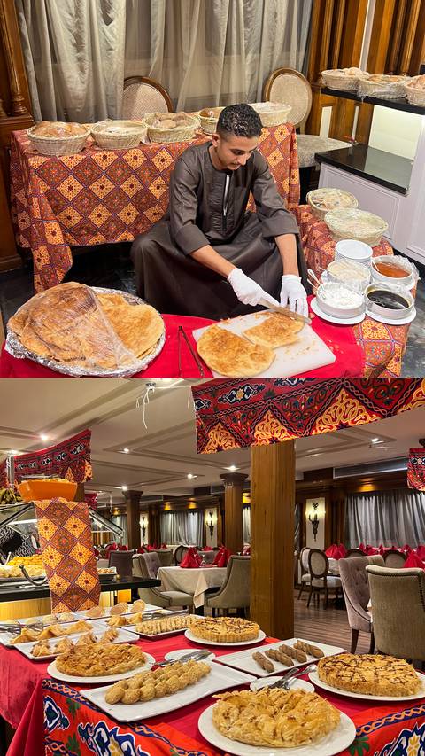       Person preparing traditional Egyptian bread.
  