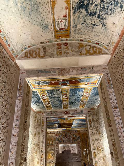 Intricately painted Egyptian ceiling.