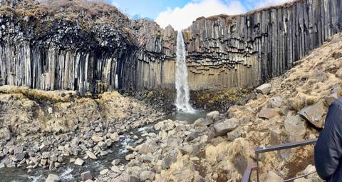 Svartifoss waterfall with basalt columns.