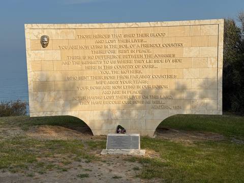 Commemorative plaque with a message.