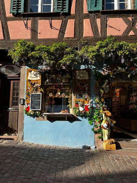 Colorful bakery shop with decorative details