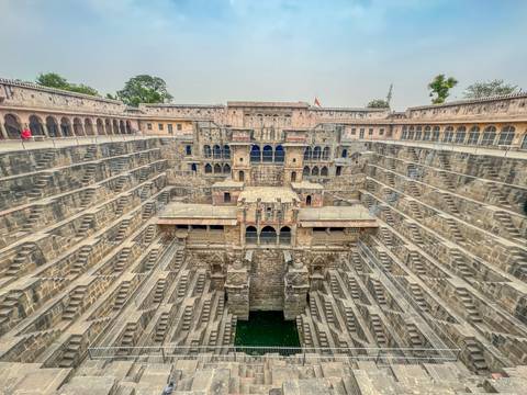 Historical stepwell architecture with intricate details.