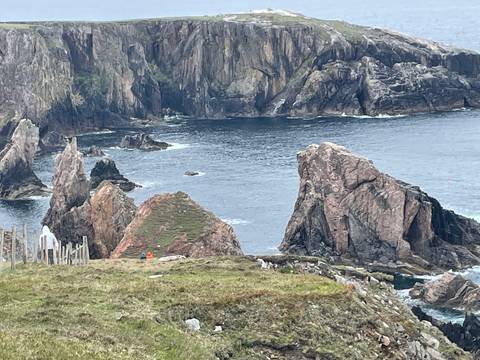 Dramatic rocky coastline with ocean views.