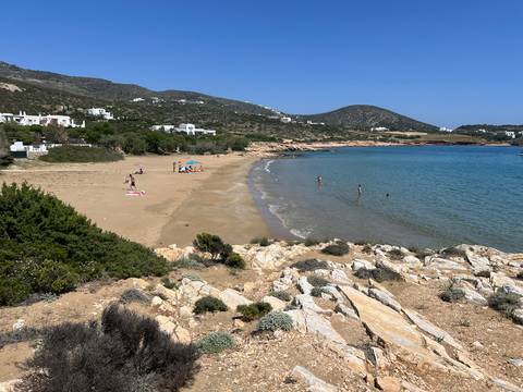 People enjoying a beach with clear waters.