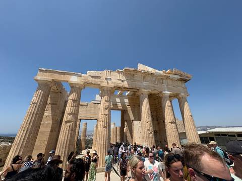       Tourists at the Parthenon in Athens.
  