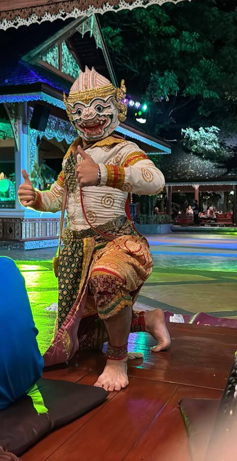       Close-up of a performer in traditional attire at a cultural event.
  