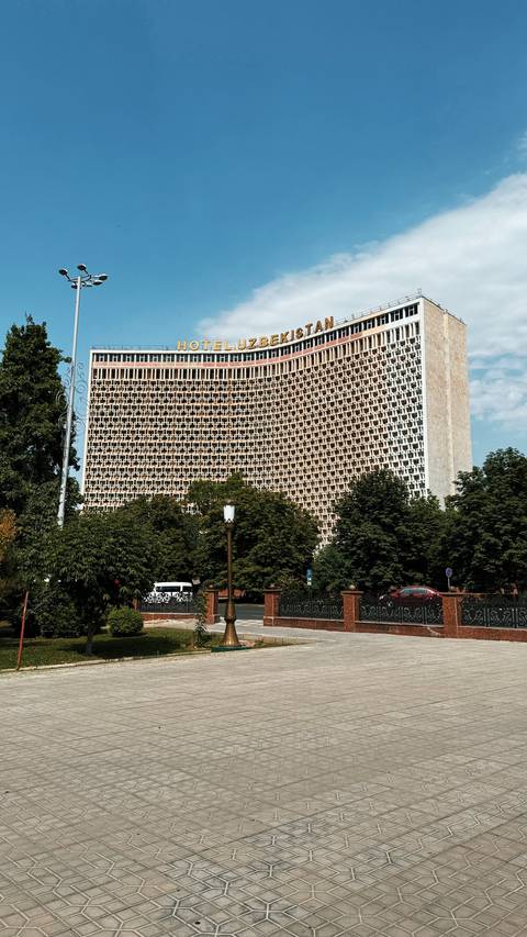 Exterior of Hotel Uzbekistan.