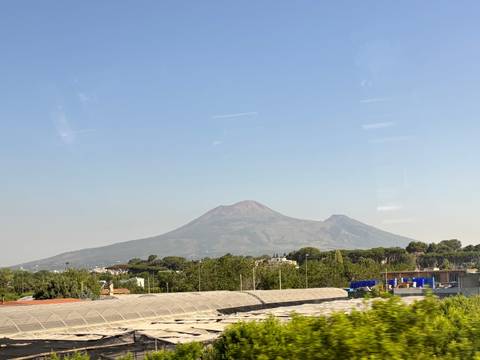 View of Mount Vesuvius from a distance.