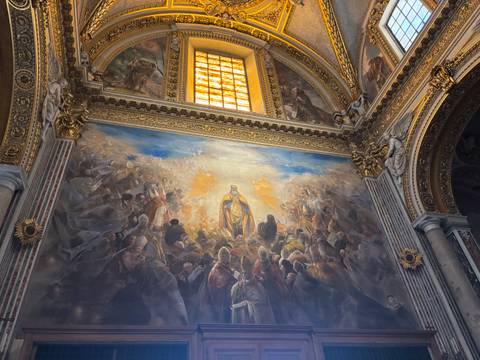 Dramatic painting inside St. Peter's Basilica.