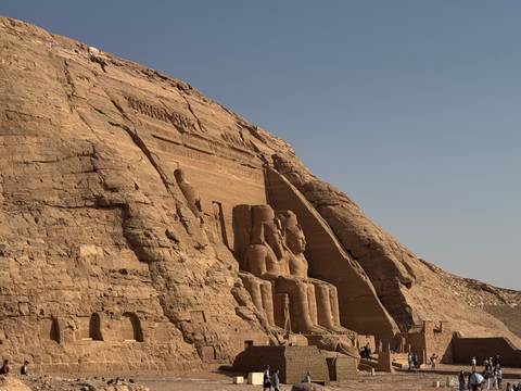       Abu Simbel temples with rock carvings.
  
