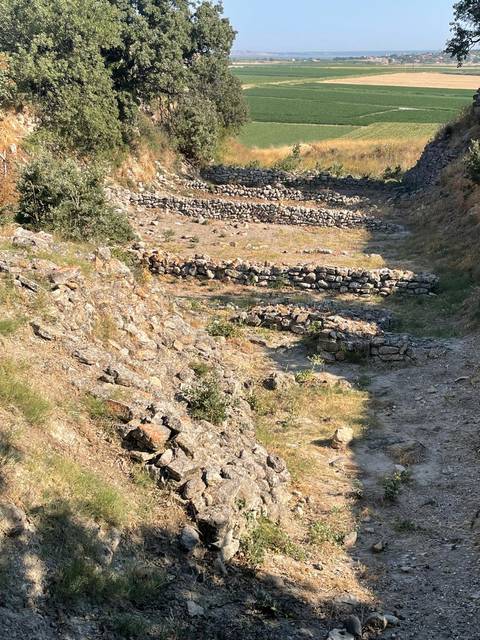 Ancient ruins with stone walls and pathways.