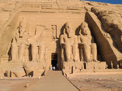Temple with giant statues in the facade.