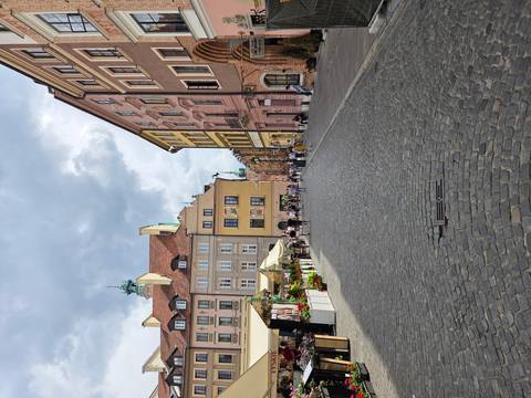 Old town street with colorful buildings