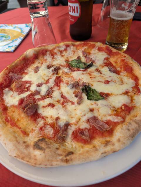 Close-up of an Italian pizza