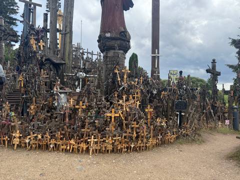       The Hill of Crosses, covered with crosses of various sizes.
  