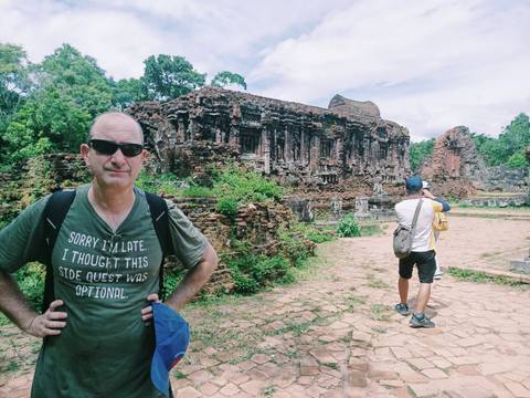       Tourists exploring ancient ruins.
  
