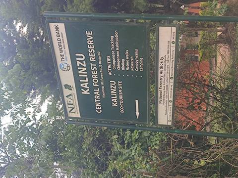       Sign for Kalinzu Central Forest Reserve.
  