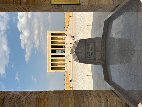       Anıtkabir in Ankara, Turkey with Ismet Inonu's memorial in view.
  