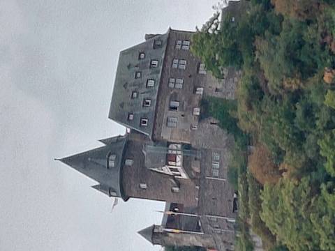 Medieval castle on a hill.