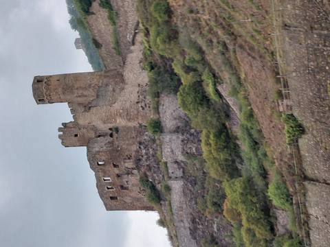 Ruins of a hilltop castle.