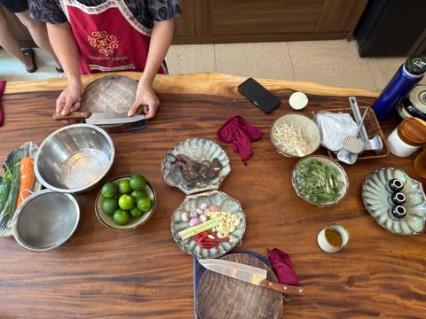       Variety of cooking ingredients arranged on a table.
  