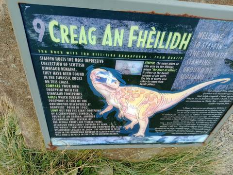 Informational sign about dinosaur discoveries.