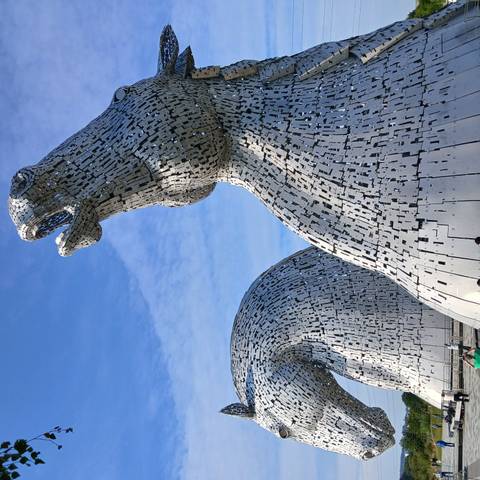 The Kelpies sculptures in an outdoor area.