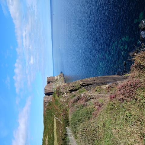 Cliffside with the blue ocean below.