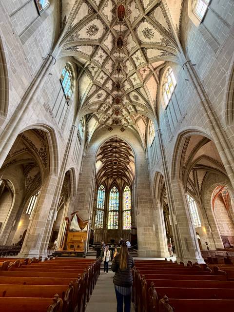       Interior of a cathedral with intricate gothic architecture.
  