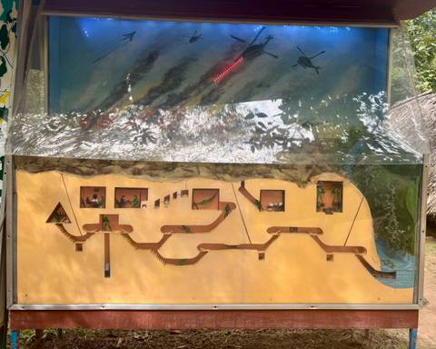 Diagram showcasing tunnel systems and historical displays.