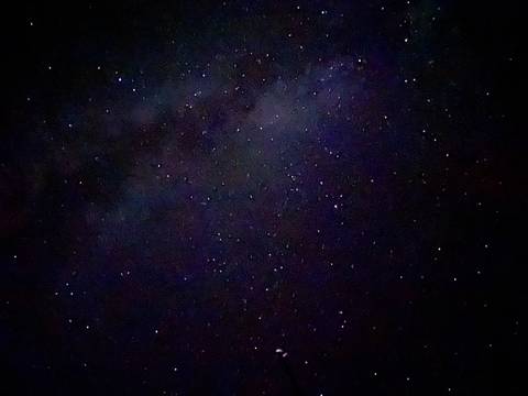       Starry night sky captured over a dark landscape.
  