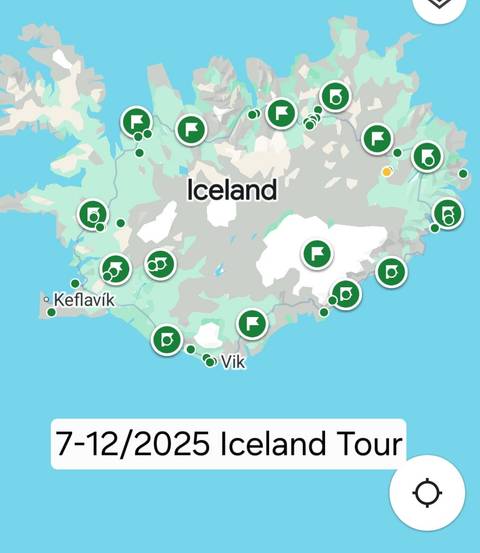       Map of Iceland with location markings.
  