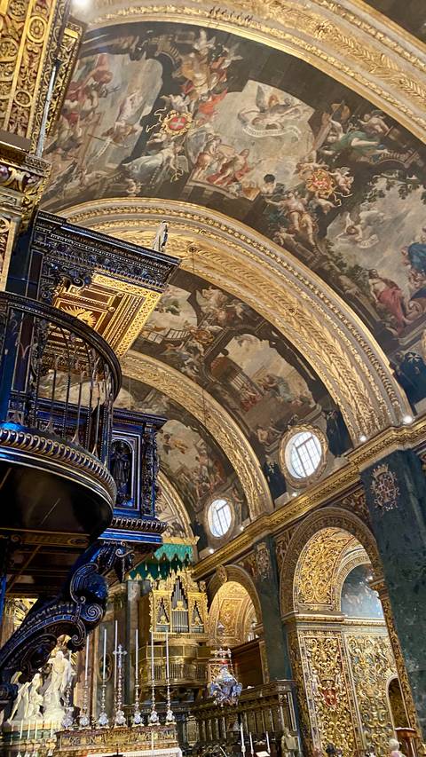 Ornate interior of a historical building.
