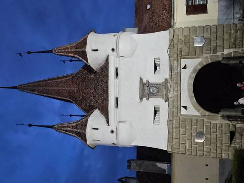 Historic gate with night sky