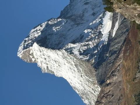 Iconic Matterhorn mountain peak with snow.