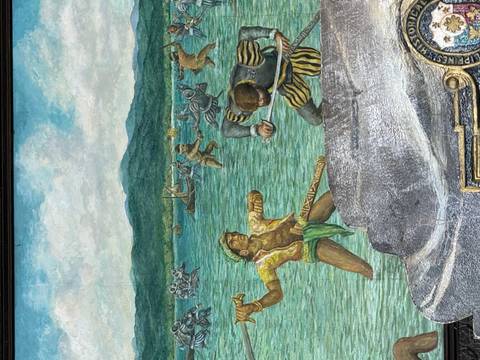 Historical painting depicting a battle scene.