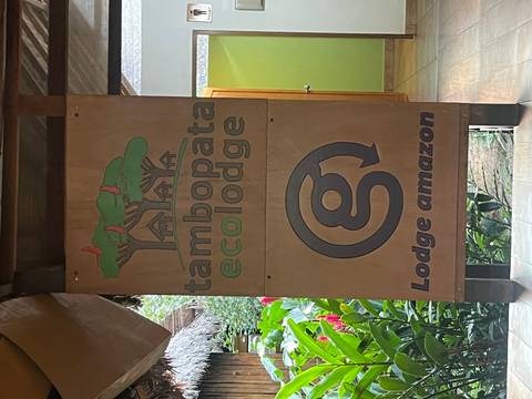 Sign for Tambopata Ecolodge in the Amazon.