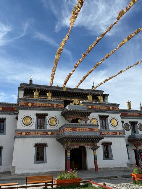 Traditional Mongolian structure with ornate decorations.