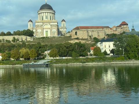       Historic building viewed from across the river
  