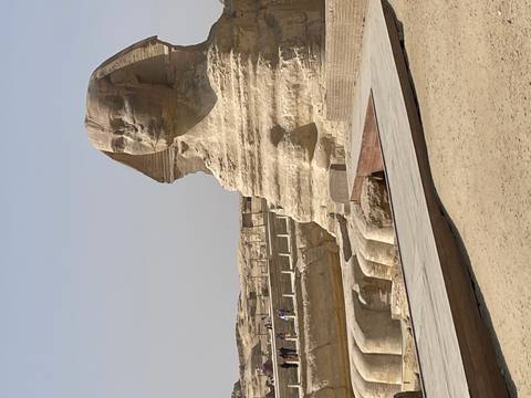 The Great Sphinx of Giza with desert backdrop.