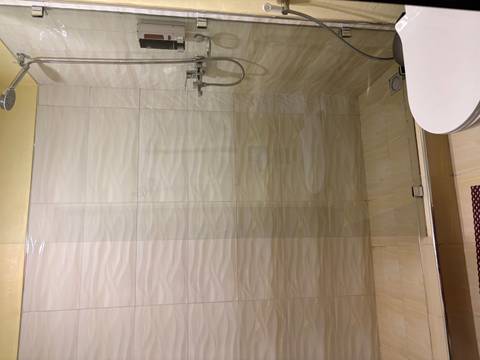 Modern bathroom with a walk-in shower.