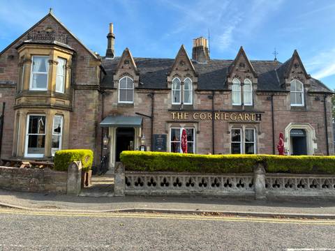 Historic building with ivy-covered walls.