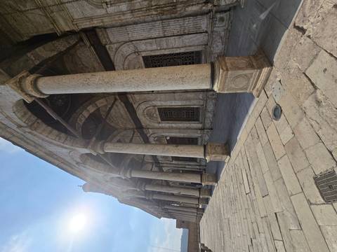 View of the arched corridors of the Muhammad Ali Mosque.
