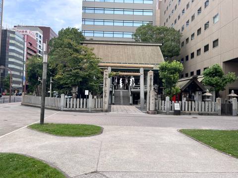       Small shrine in an urban setting.
  