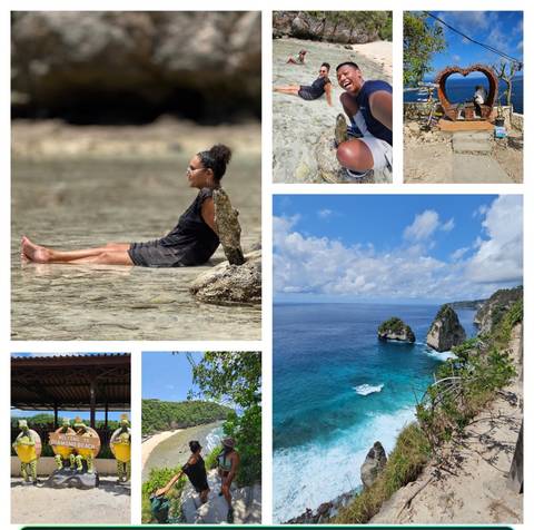 Collage of relaxing at the beach and coastal views.