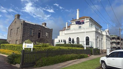       Buildings with distinct architecture and landscaping.
  