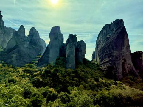       Rocky mountainous landscape with trees.
  