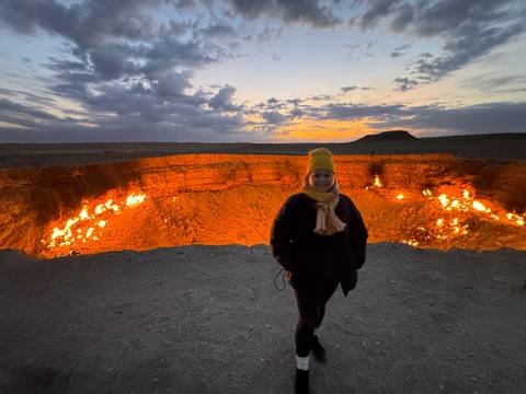 A person taking a selfie on a mountain path.