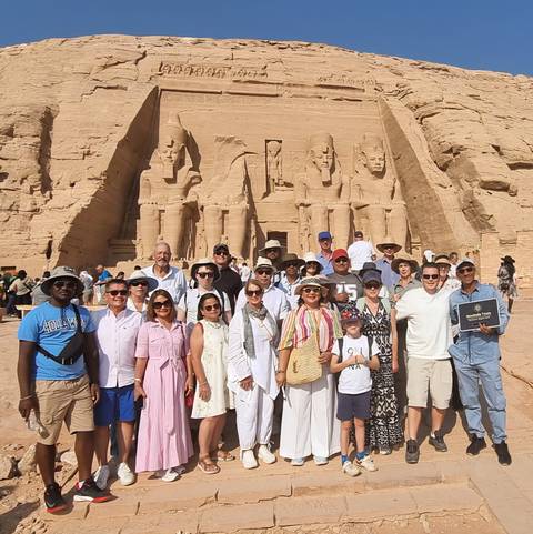 Group photo in front of the Abu Simbel temples.